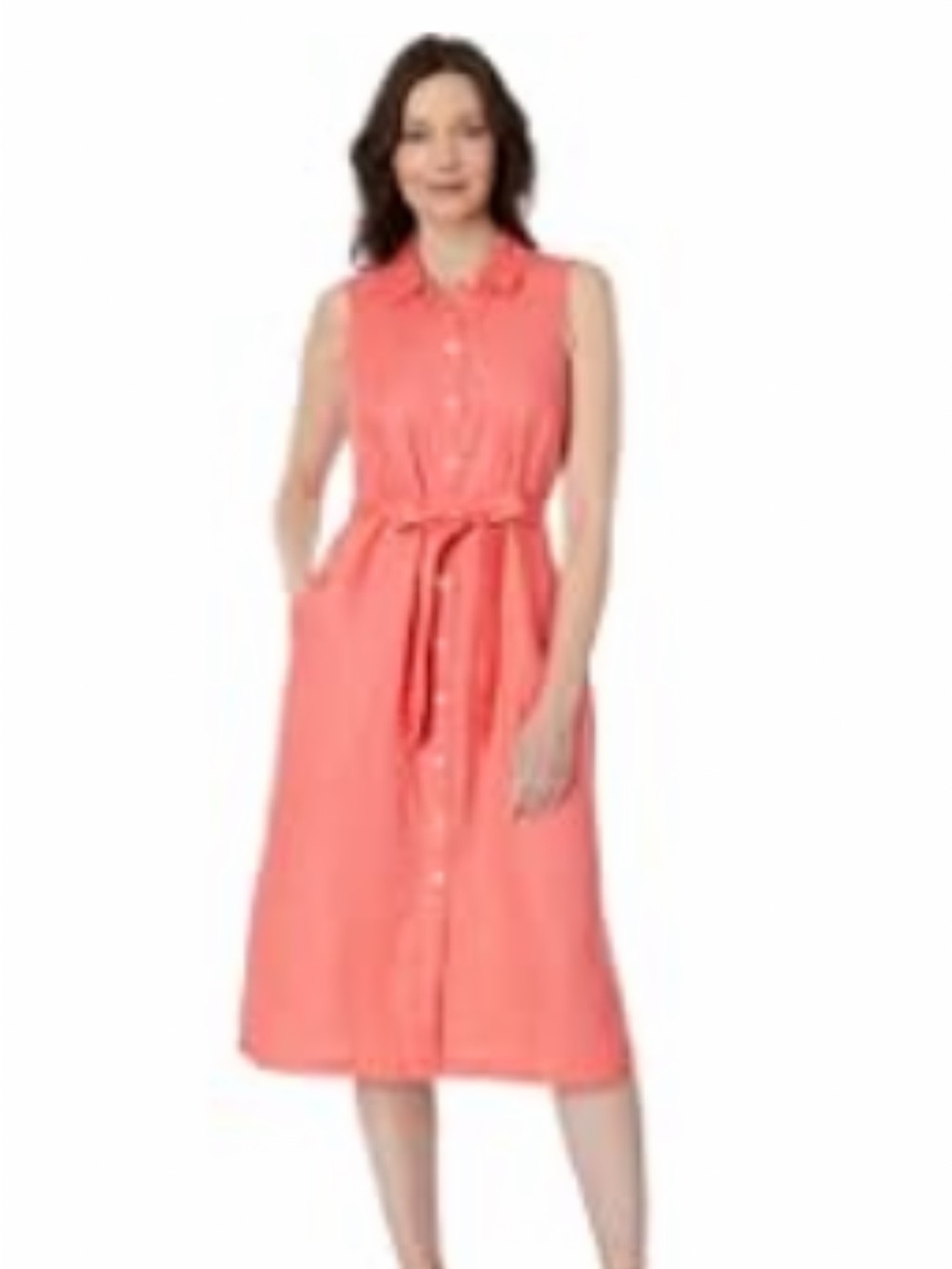 Tommy Bahama Coral two palms linen Shirt Dress with Tie Waist